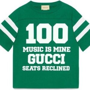 Gucci Kids Green Tee with Bold White Print